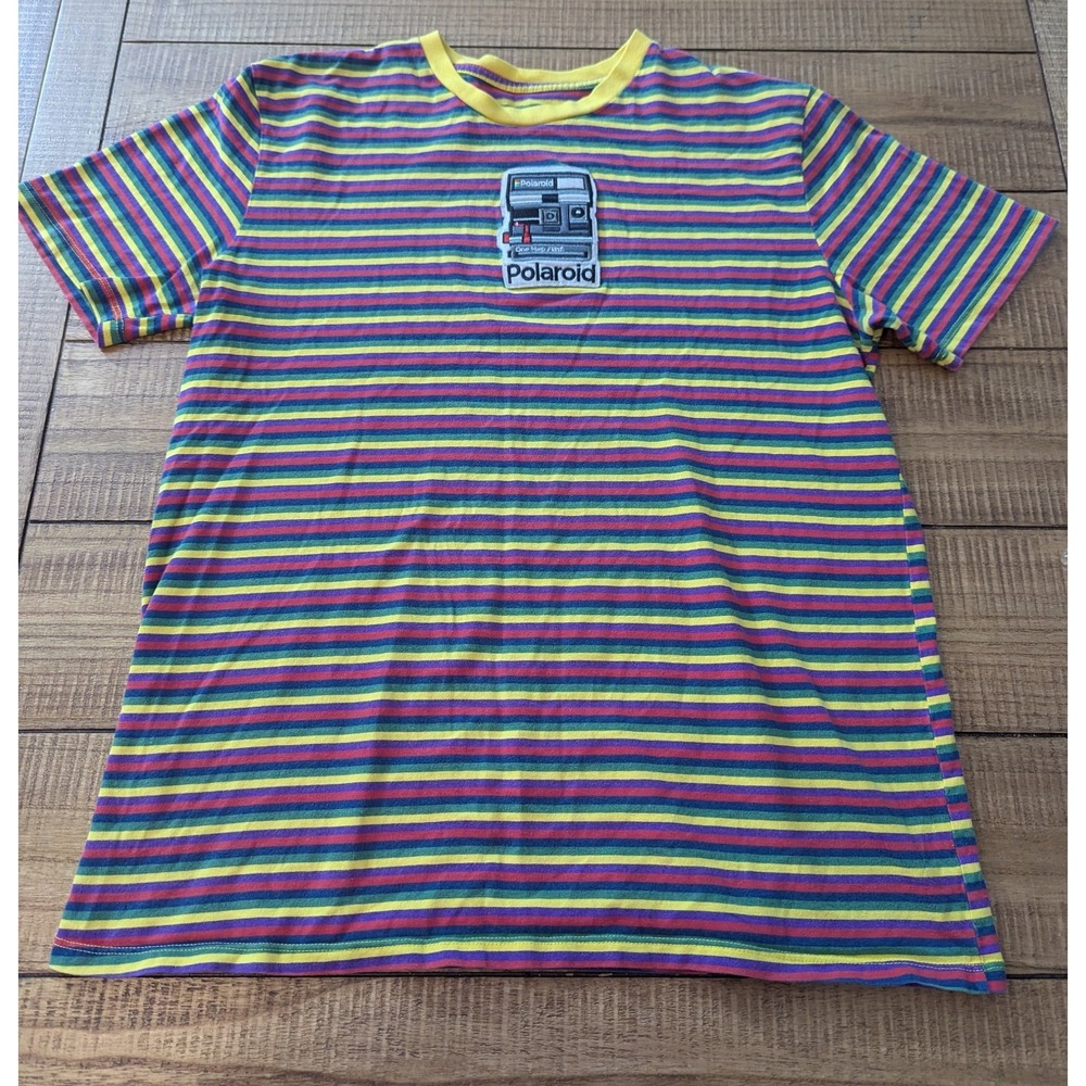 Polaroid Camera Shirt Graphic T-Shirt Size Medium Photography Rainbow Stripe